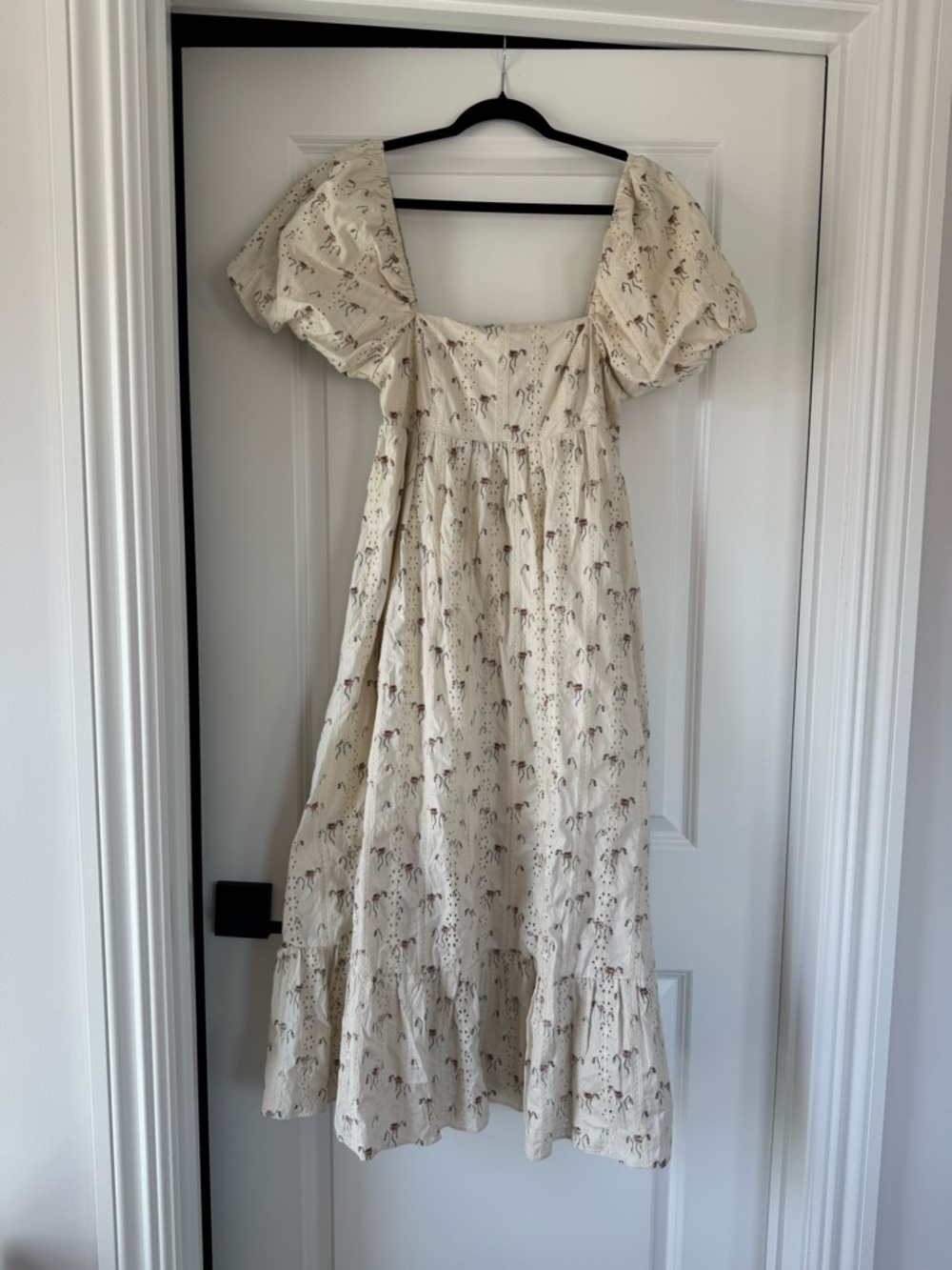 Cream Puff Sleeve Floral Maxi Dress